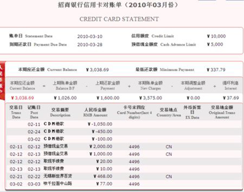 銀行對賬單翻譯 銀行對賬單翻譯